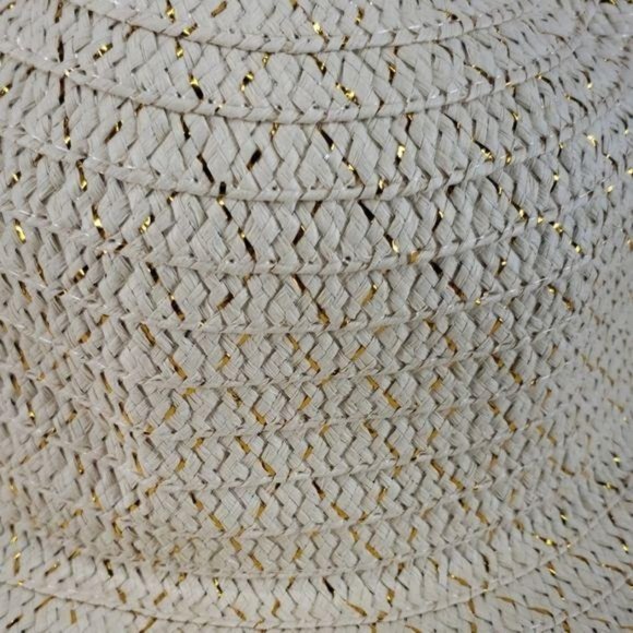 Ladies Floppy Brim Straw brown‎ gold flakes  Sun Hat beach travel - Picture 2 of 5